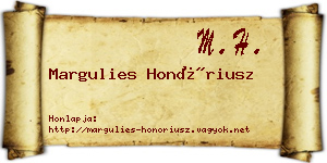 Margulies Honóriusz névjegykártya